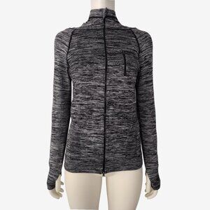 Soho Sport Black Gray Heather Hooded Mock Neck Lightweight Active Wear S